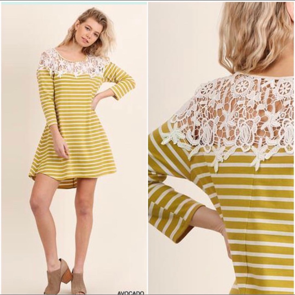 Mustard yellow crochet detail dress